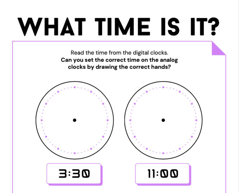 Worksheet of Time: What Time is it?  Pdf download