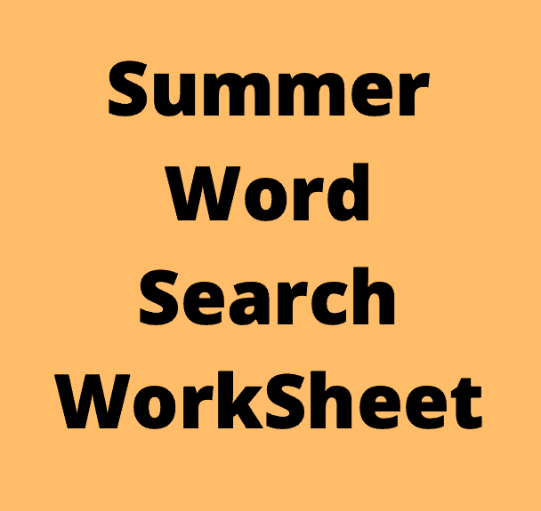 Summer Word Search WorkSheet