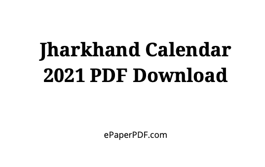 Jharkhand Calendar 2021 PDF