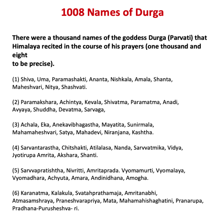 1008 Names of Durga